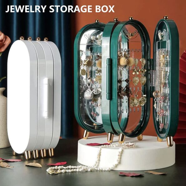 Foldable Dustproof Jewelry Storage Jewelry Stand - Jewelry Box Organizer With Mirror