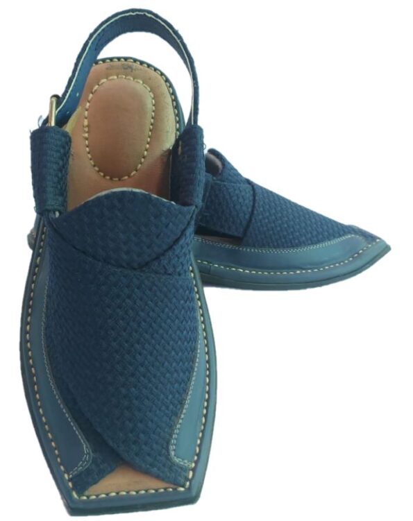 Peshawari Leather Hand Made Chappal blue colour