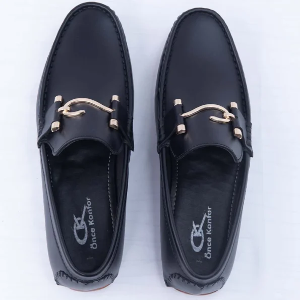 S-Buckle Black Loafer Men Shoes